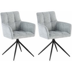 Ensemble de 2 chaises de salle à manger Jonah, tissu gris clair