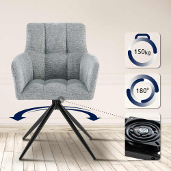 Ensemble de 2 chaises de salle à manger Jonah, tissu gris clair