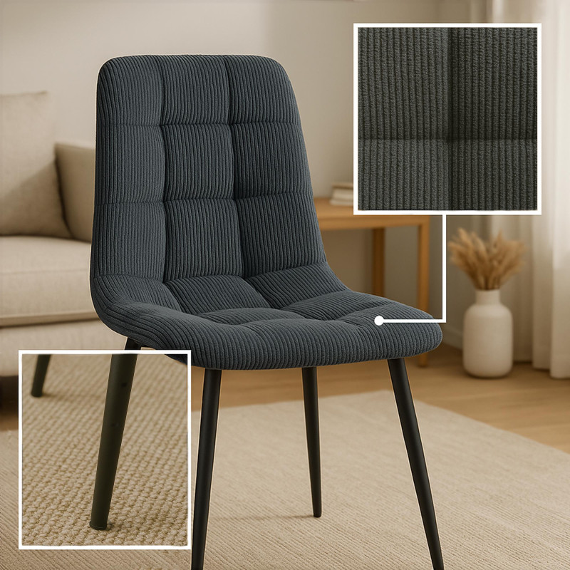 Ensemble de 2 chaises de salle à manger Tilde Cord noir