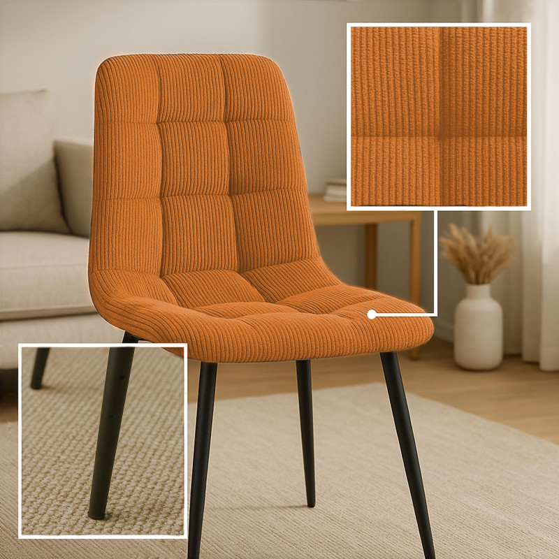 Ensemble de 2 chaises de salle à manger Tilde Cord orange