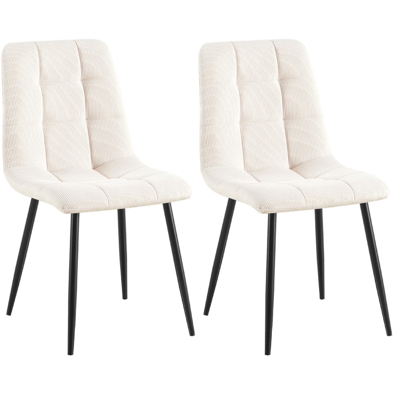Ensemble de 2 chaises de salle à manger Tilde Cord crème