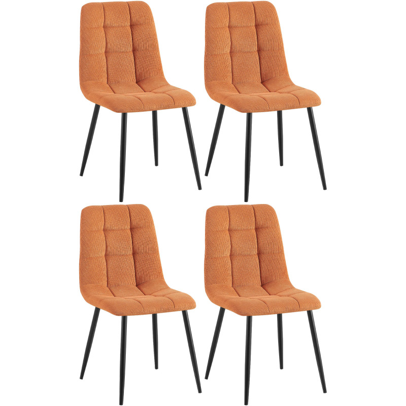 Ensemble de 4 chaises de salle à manger Tilde Cord orange