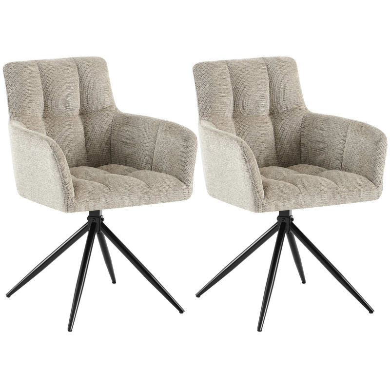 Ensemble de 2 chaises de salle à manger Jonah, tissu taupe