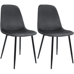 Ensemble de 2 chaises de salle à manger Maryam, velours, gris foncé