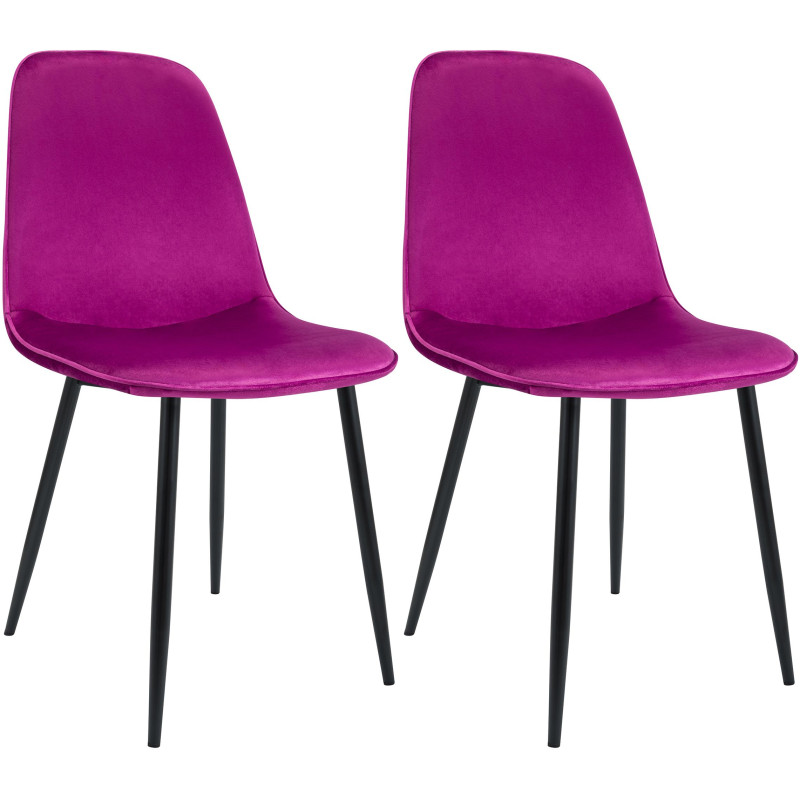 Ensemble de 2 chaises de salle à manger Maryam en velours violet