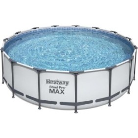 Kit Piscine hors sol tubulaire BESTWAY Steel Pro Max - 457 x 122 cm - Ronde (Livrée avec pompe de filtration, échelle, bвche)