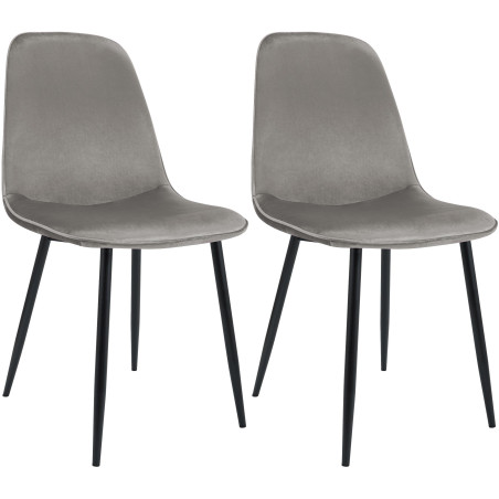 Conjunto de 2 sillas de comedor Maryam de terciopelo gris claro