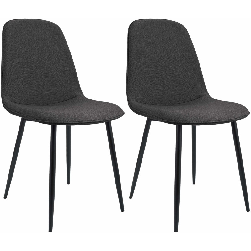 Ensemble de 2 chaises de salle à manger Maryam, tissu gris foncé