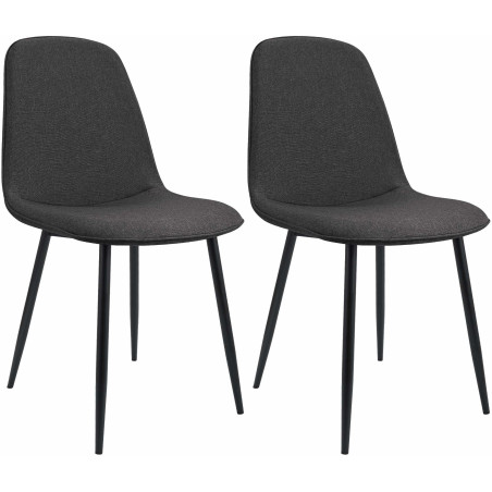 Ensemble de 2 chaises de salle à manger Maryam, tissu gris foncé