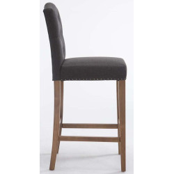 Lot de 2 tabourets de bar Louise en tissu antique clair gris foncé