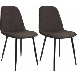 Ensemble de 2 chaises de salle à manger Maryam, tissu marron