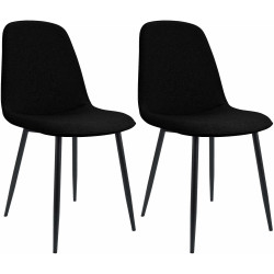 Conjunto de 2 sillas de comedor Maryam, en tela negra