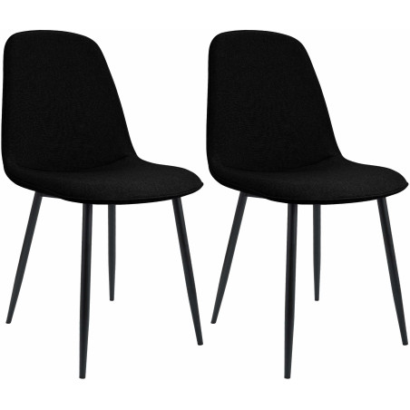 Ensemble de 2 chaises de salle à manger Maryam, en tissu noir