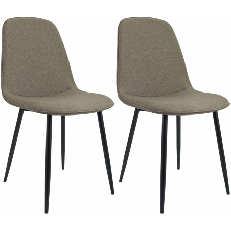 Conjunto de 2 sillas de comedor Maryam, tela color topo