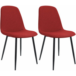 Conjunto de 2 sillas de comedor Maryam, en tela roja