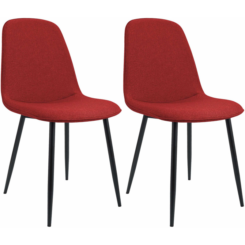 Conjunto de 2 sillas de comedor Maryam, en tela roja