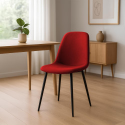 Ensemble de 2 chaises de salle à manger Maryam, en tissu rouge