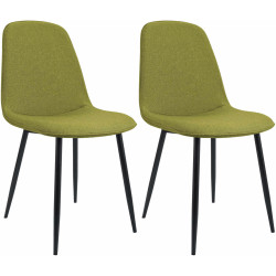 Conjunto de 2 cadeiras de sala de jantar Maryam, tecido verde