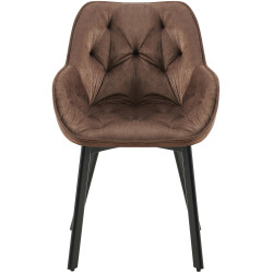 Ensemble de 2 chaises de salle à manger Antigo en velours marron