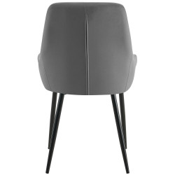 Conjunto de 2 sillas de comedor Elmira en terciopelo negro y gris oscuro