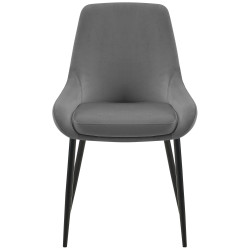 Conjunto de 2 sillas de comedor Elmira en terciopelo negro y gris oscuro