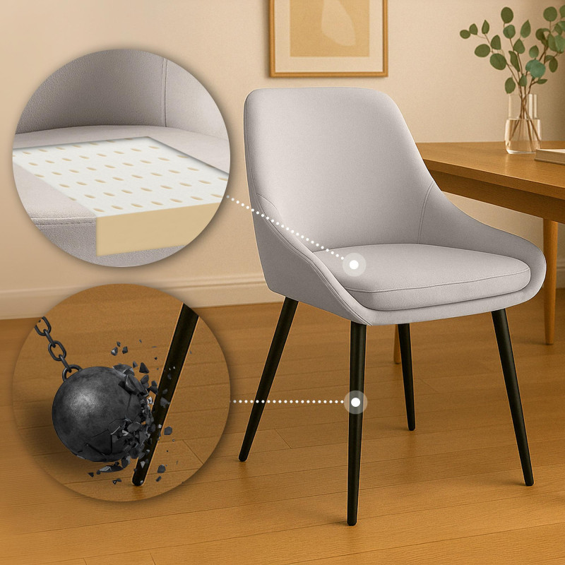 Ensemble de 2 chaises de salle à manger Elmira en velours noir et gris