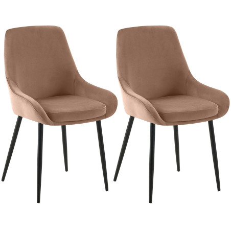 Ensemble de 2 chaises de salle à manger Elmira en velours noir et marron