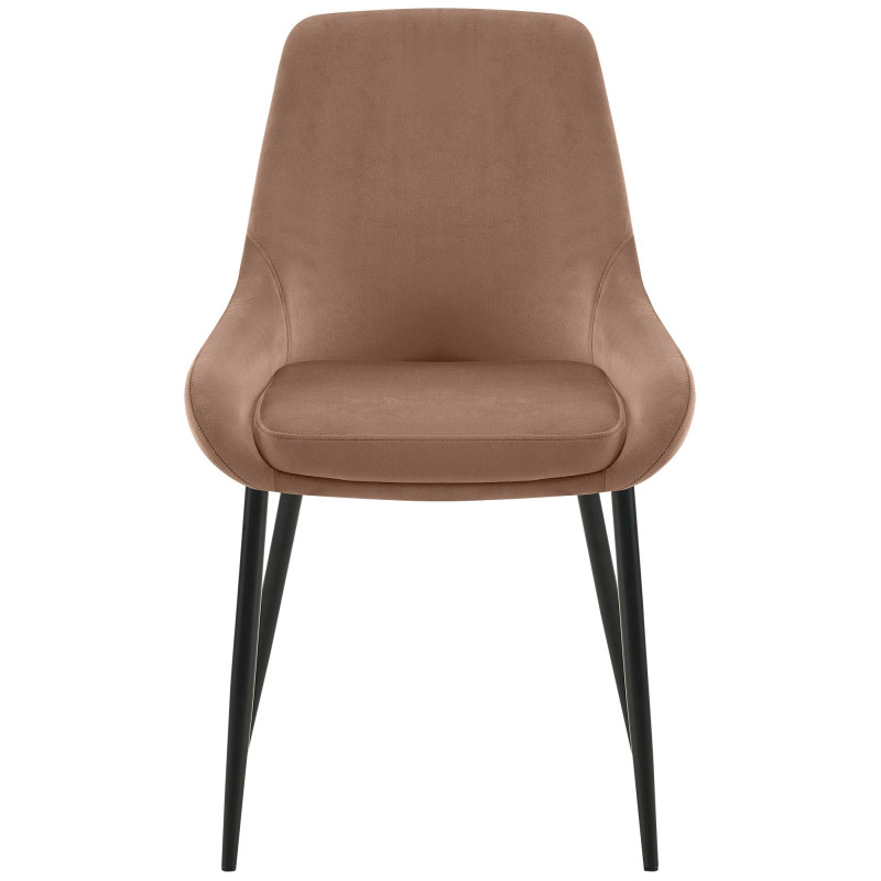 Ensemble de 2 chaises de salle à manger Elmira en velours noir et marron