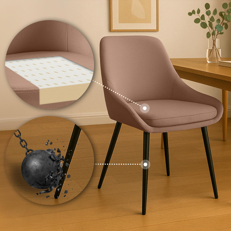 Ensemble de 2 chaises de salle à manger Elmira en velours noir et marron