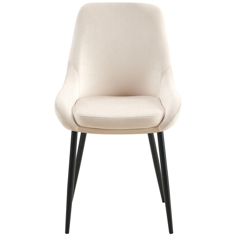 Conjunto de 2 sillas de comedor Elmira en terciopelo negro y crema