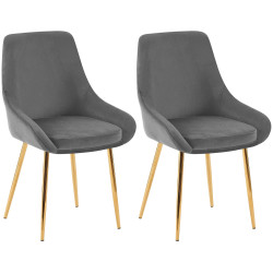Ensemble de 2 chaises de salle à manger Elmira en velours doré et gris foncé