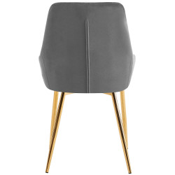 Conjunto de 2 sillas de comedor Elmira en terciopelo dorado y gris oscuro