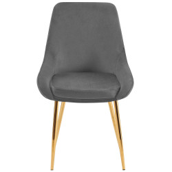 Conjunto de 2 sillas de comedor Elmira en terciopelo dorado y gris oscuro