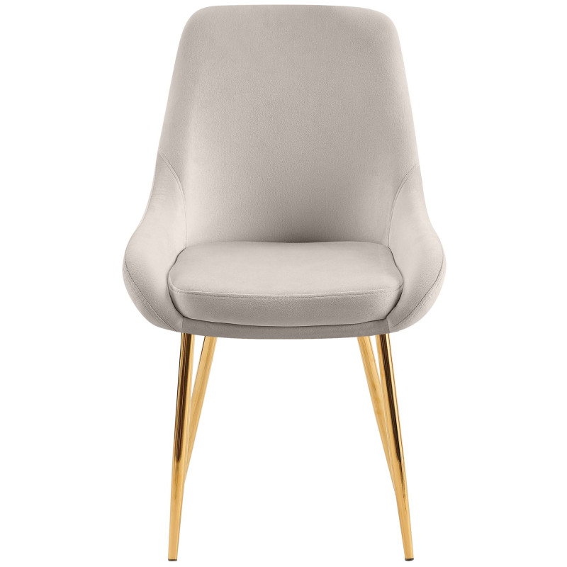 Ensemble de 2 chaises de salle à manger Elmira en velours gris doré