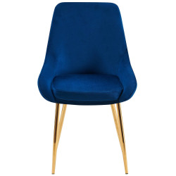 Coppia di sedie da pranzo Elmira in velluto oro e blu scuro