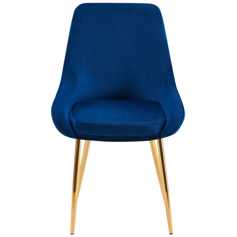 Ensemble de 2 chaises de salle à manger Elmira en velours doré et bleu foncé