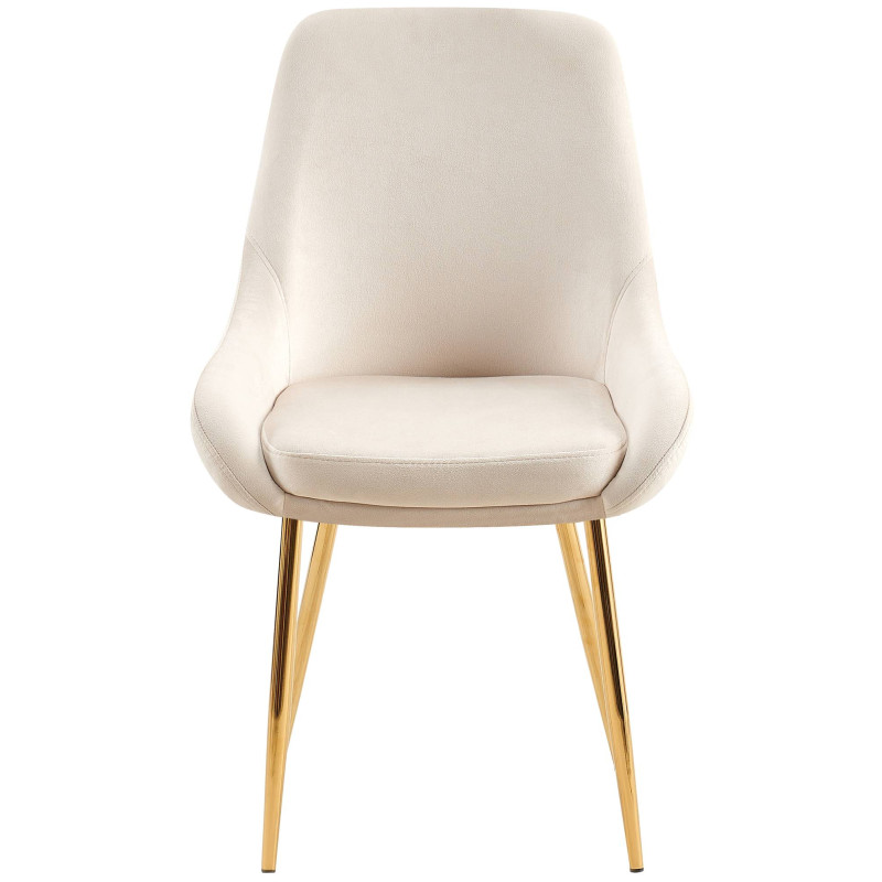 Conjunto de 2 sillas de comedor Elmira en terciopelo crema dorado