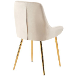 Conjunto de 2 sillas de comedor Elmira en terciopelo crema dorado