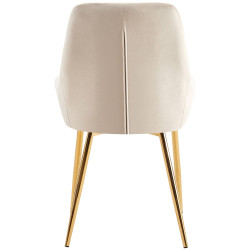 Ensemble de 2 chaises de salle à manger Elmira en velours crème doré