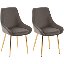 Ensemble de 2 chaises de salle à manger Elmira en velours or anthracite