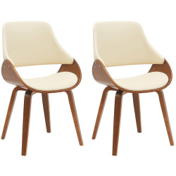 Ensemble de 2 chaises de salle à manger Vangale noyer/crème