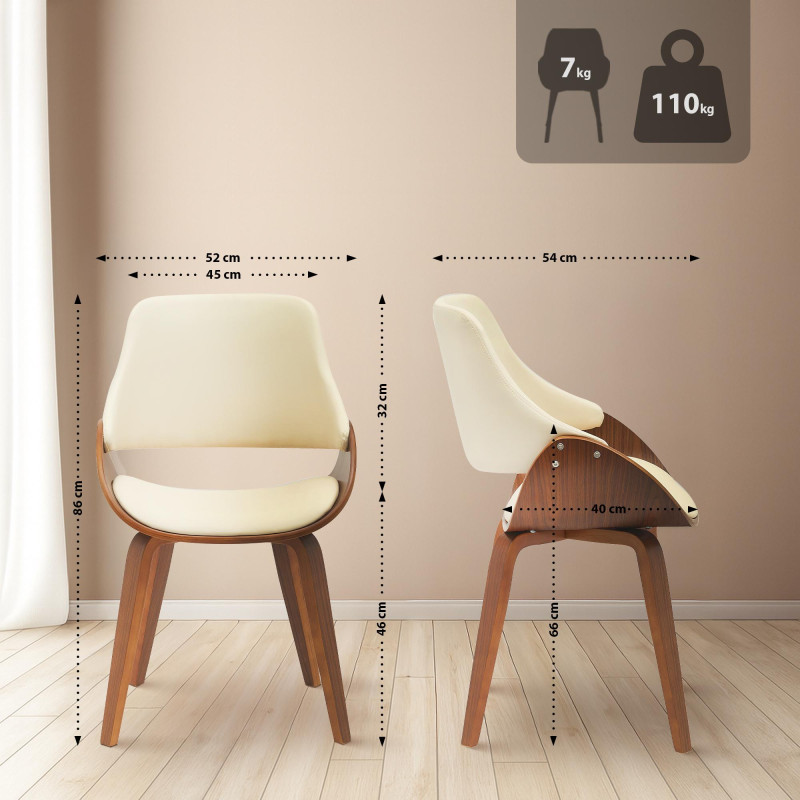 Ensemble de 2 chaises de salle à manger Vangale noyer/crème