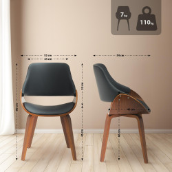 Conjunto de 2 cadeiras de sala de jantar Vangale nogueira/preto