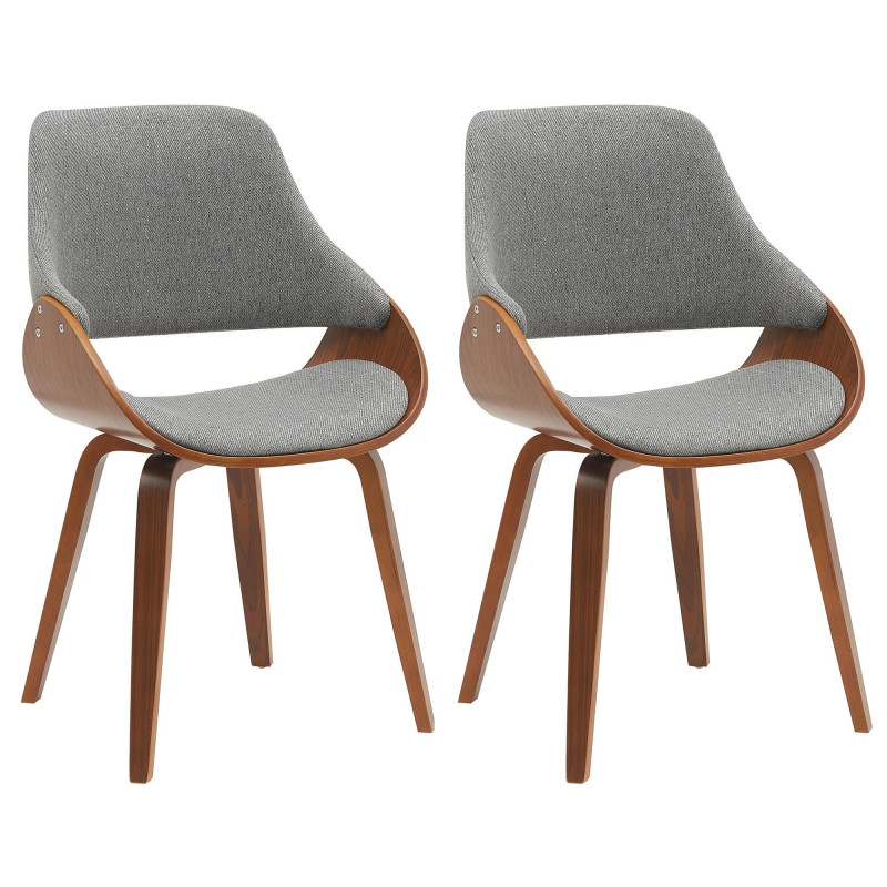 Conjunto de 2 cadeiras de sala de jantar Vangale nogueira/cinza escuro