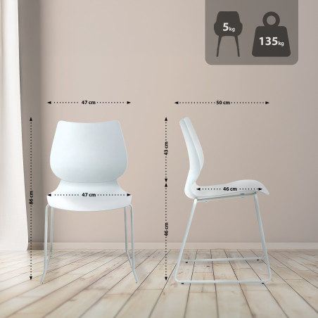 Conjunto de 2 cadeiras Houma, branco