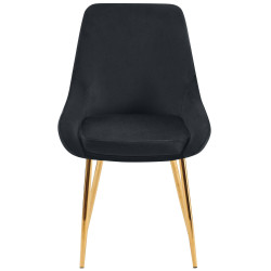 Conjunto de 2 sillas de comedor Elmira en terciopelo dorado y negro