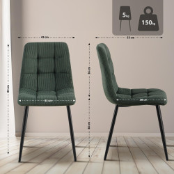 Conjunto de 2 cadeiras de sala de jantar Antibes Cord verde