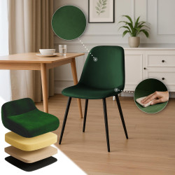 Ensemble de 4 chaises de salle à manger Maryam en velours vert