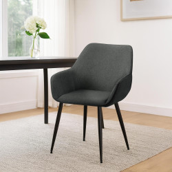 Set 2 sedie da pranzo Luena, tessuto grigio scuro