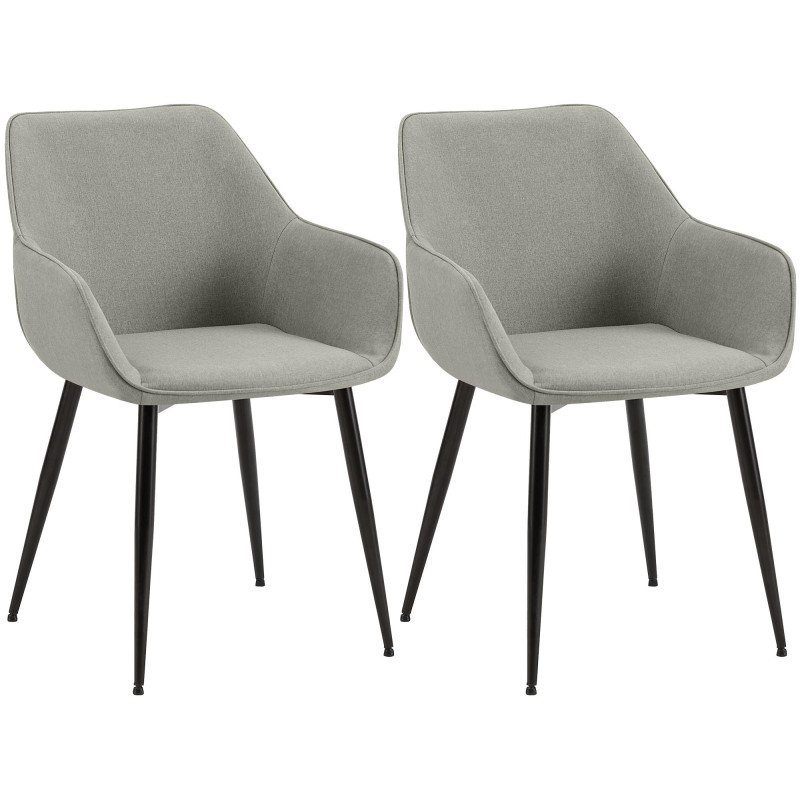 Ensemble de 2 chaises de salle à manger Luena, tissu gris clair